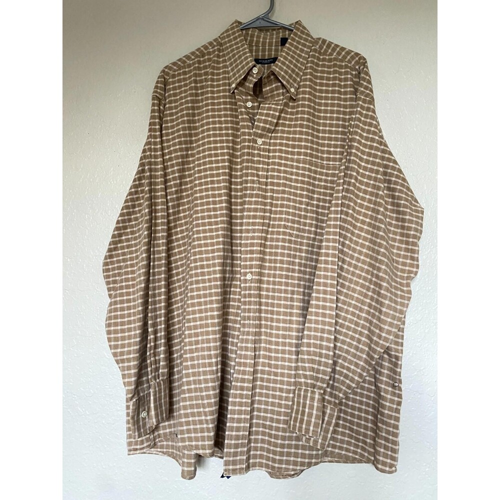 Burberry London Mens Check Plaid Button Up Shirt Made In USA X Large